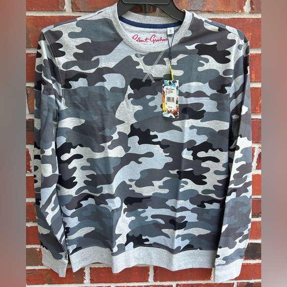 Robert Graham Other - NWT Robert Graham Gray Camo Armor Men’s Long Sleeve Sweatshirt. Size Medium